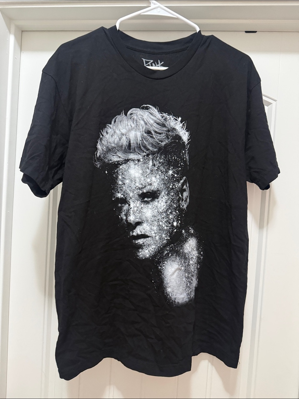 Pink’s 2023 Tour Shirt, Black Short-Sleeve Concert Memorabilia Shirt w/Portrait